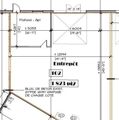 Plan du local avec mesure